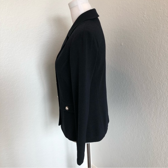 Sold St. John Collection Black Santana Knit Jacket with Signature Pearl Buttons - Picture 7 of 10